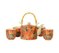 WD LIFESTYLE PECHINO SET TEIERA CON MANICO BAMBOO E 4 TAZZE ARANCIO