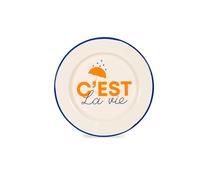 WD LifeStyle Piatto in Latta Smaltata D 25 Cm Scritta "C'est la Vie"