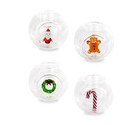 WD LifeStyle Porta Tealight in Vetro con Soggetto Ass. di Natale 1 Pz