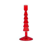 WD LifeStyle Potacandela in Vetro H 22 Cm Forma Albero di Natale Colore Rosso