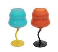 WD LIFESTYLE SAMARCANDA SET 2 CALICI COCKTAIL AZZURRO-GIALLO ARANCIO-NERO 450 ML
