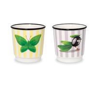 WD LifeStyle Set 2 Bicchierini Caffé Decoro Farfalla e Oliva