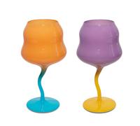 WD LifeStyle Set 2 Calici Cocktail 450 Ml Arancione e Azzurro, Viola e Giallo