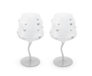 WD LifeStyle Set 2 Calici Cocktail 450 Ml Decoro Cuori Bianchi