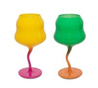 WD LifeStyle Set 2 Calici Cocktail 450 Ml Giallo e Rosa, Verde e Arancione