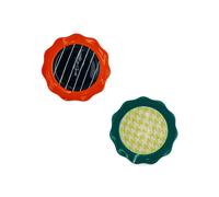 Wd Lifestyle Set 2 piatti in stoneware, Rosso/verde Set 2 piatti in stoneware, Rosso/verde