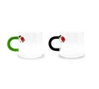 WD Lifestyle - Set 2 Tazzine in Vetro Borosilicato con Manico Colorato (Coccinelle)