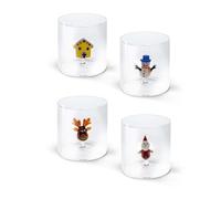 WD Lifestyle - Set 4 Bicchieri in Vetro Borosilicato 250ml con Decorazione Natalizia Interna (WD566NAT4)
