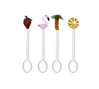 WD Lifestyle - Set 4 Cucchiaini da Caffè con Decoro (Rosa)