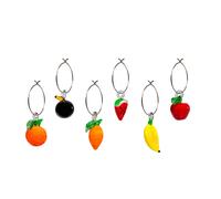WD LifeStyle Set 6 Anellini Segnaposto Vetro Colorato Decoro Frutta