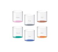 WD Lifestyle - Set 6 Bicchieri in Vetro borosilicato 250ml con Scritta Decorativa e Fondo Colorato