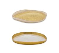 WD Lifestyle - Set di 2 Piatti in Vetro in Colorazione Perla e Oro