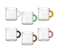 WD LIFESTYLE Set di 6 tazze da caffè in vetro borosilicato. Capacità: 100 ml. Maniglia colorata in massa