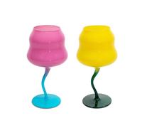 WD Lifestyle - Set di Due Calici Cocktail Multicolore | GIALLO E ROSA