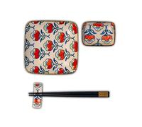 WD Lifestyle - Set di Due Piattini, Ciotole, Bacchette e Porta Bacchette ROSA
