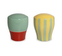 WD LifeStyle Set Sale e Pepe in Stoneware 6,5 x 6,5 x 8 Cm Verde Giallo Rosso