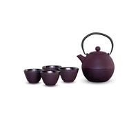 Wd Lifestyle Set teiera con filtro con 4 bicchieri in ghisa viola Set teiera con filtro con 4 bicchieri in ghisa viola