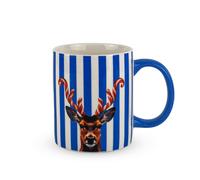 WD LifeStyle Tazza New Bone China 330 Ml Decoro Corna Candy Cane Blu Natale