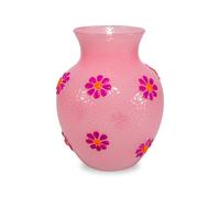 WD LifeStyle Vaso in Vetro con Decorazioni Esterne Rosa