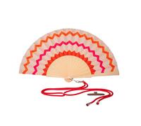 WD LifeStyle Ventaglio in Legno e Tessuto Decoro Zig Zag Arancione Rosa