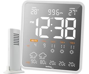 WD3035 Wi-Fi - stazione meteo e orologio in uno, temperatura interna, temperatura esterna, previsioni meteo per i prossimi 4 giorni, trasferimento dati sullo smartphone, visualizzazione probabilità di