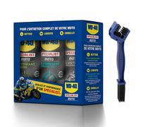 WD40 KIT TRIPACK 3 SPRAY PULITORE SILICONE LUBRIFICANTE SPAZZOLA CATENA CROSS