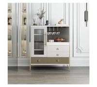 wD7rE5bm6z credenza della sala da pranzo Credenza credenza, moderna con ante in vetro, contenitore, adatta for cucine, sale da pranzo e caffetterie(Bianco,100 * 42 * 110cm)