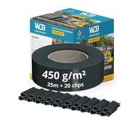 WDB Basic Line - Strisce frangivista in PVC per Doppia Asta, frangivista per Recinzione da Giardino, a Doppia Asta, 47,5 mm x 35 m + 20 Clip di Fissaggio, Guide di Fissaggio