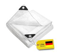 WDB - Telo impermeabile esterno - Telone occhiellato ogni 100 cm - Telone resistente al gelo, alla pioggia e ai raggi UV per giardino, gazebo, campeggio e mobili - Telo 100g Trasparente - 6 x 8 m