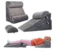 WDBBYL Set di 4 cuscini a cuneo regolabili per dormire, 100% memory foam per recupero post-chirurgia, sollievo dal dolore alla schiena, al collo, alle gambe, reflusso acido e GERD, lettura seduta