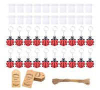 Wdbild 20Pieces Coccinelle Tema Anelli Portatile Volantini Design Portatile Partito Souvenir Per Riunioni di Famiglia Viaggio Bambini Festa Giveaway Portachiavi Set