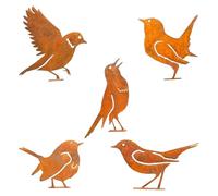 Wdbild 5Pcs Weathered Uccello Forma Figurine Creativo Giardino E Patios Decorazione Metallo Uccello Scultura Yard Ornamenti Giardino Uccello Set