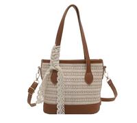 Wdbild Borsa a secchiello da donna di paglia di grande capacità a tracolla alla moda borsa messaggeri all-matching semplice tracolla donna secchiello spalla di paglia bella tracolla spiaggia per tutti