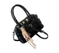 Wdbild Borsa a tracolla casual leggera e pratica borsa a tracolla in PU con interni spaziosi per uso quotidiano e viaggio essenziale zaino casual elegante, Nero , One Size