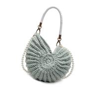 Wdbild Borsa a tracolla da donna elegante borsa a tracolla intrecciata a mano con manico superiore, conchiglie, conchiglie intrecciate a mano, borsa da donna all'uncinetto con conchiglie, Verde, One