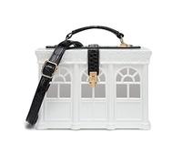 Wdbild Borsa a tracolla da donna in acrilico vintage a forma di casa, elegante borsa a tracolla da sera con manico superiore, bianco