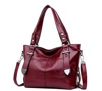 Wdbild Borsa a tracolla in pelle PU borsa a tracolla alla moda con tracolla regolabile borsa shopper per donne ragazze, Rosso