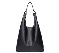 Wdbild Borsa a tracolla in pelle vintage con manici superiori, per donne e ragazze, per lo shopping, il lavoro e i viaggi quotidiani, Nero