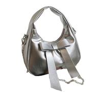 Wdbild Borsa a tracolla in poliuretano pochette borsa a tracolla con chiusura a cerniera per le donne borsa a tracolla con tracolla rimovibile Toted Zipper Borse in ecopelle, Argento, One Size
