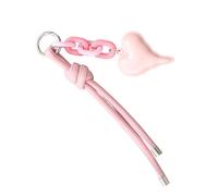 Wdbild Borsa con coulisse, portachiavi in corda intrecciata, ciondolo a forma di cuore, accessorio alla moda per zaino, accessori per borse, decorazioni per borse, regali, rosa, Taglia unica