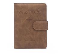 Wdbild Borsa da viaggio, supporto con blocco in pelle PU, organizer da viaggio per uomini e donne, Marrone, 11*1*14.8cm