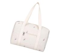 Wdbild Borsa per genitori alla moda in poliestere per pannolini con maniglia per godere di un rapido accesso alle necessità borsa mamma con tracolla ergonomica, Fiori Bianchi