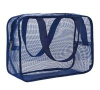 Wdbild Borsa per il trucco, borsa da doccia in rete per palestra, viaggi, campeggio e dormitorio, essenziale ad asciugatura rapida, portatile, da appendere, organizer per articoli da toeletta, Blu, M