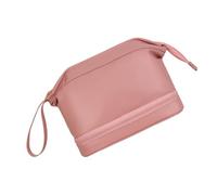 Wdbild Borsa per il trucco, borsa per il trucco di grande capacità, borsa da toilette a doppio strato, borsa da viaggio per cosmetici, borsa in pelle PU per donna, rosa, Taglia unica