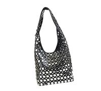 Wdbild Borse da donna, alla moda, borchie, borsa a tracolla per donne alla moda, leggere e pratiche, in poliuretano, borse da ascella, borsa a secchiello casual, Nero , Taglia unica