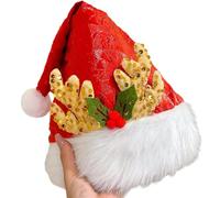 Wdbild Cappello a cilindro, caldo cappello di Babbo Natale in peluche, regolabile, confortevole, unisex, ideale per feste e riunioni