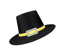 Wdbild Cappello a cilindro, elegante cappello con fibbie argentate, decorazione leggera, per feste del Ringraziamento, accessorio per costume da uomo e donna