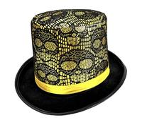 Wdbild Cappello a cilindro, elegante cappello da mago con teschio, unisex, accessorio per Halloween, alla moda, cappello Panama