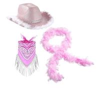 Wdbild Cappello da cowboy, cappello da festa, bandana, sciarpa, set elegante con strass, cappelli rapper, spettacoli teatrali, giochi in costume