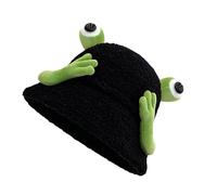Wdbild Cappello da pescatore, a forma di rana, in morbido peluche, da donna, cappello autunnale, cappello da pescatore, unisex, accessorio per attività all'aperto
